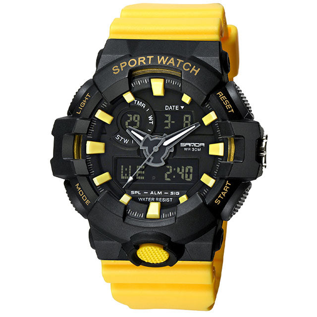 Women sport wristwatch LED waterproof digital yellow watch for swimming diving