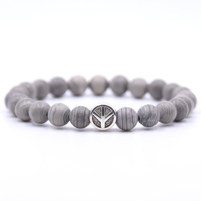 charm nature stone bracelet beads peace sign best charm gift 18 styles