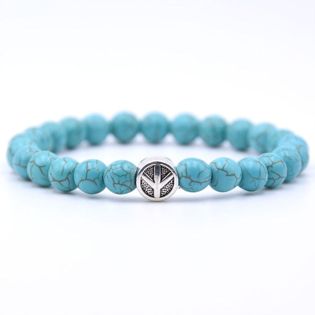 charm nature stone bracelet beads peace sign best charm gift 18 styles