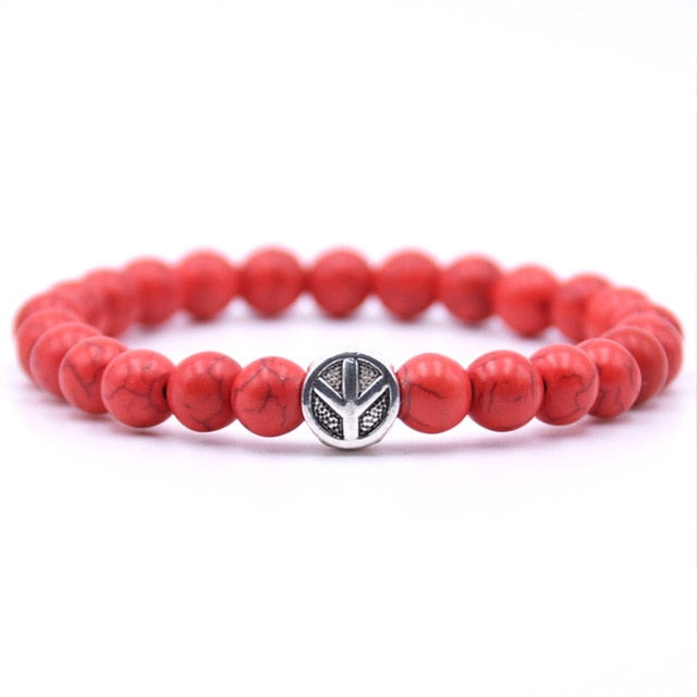charm nature stone bracelet beads peace sign best charm gift 18 styles