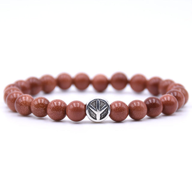 charm nature stone bracelet beads peace sign best charm gift 18 styles