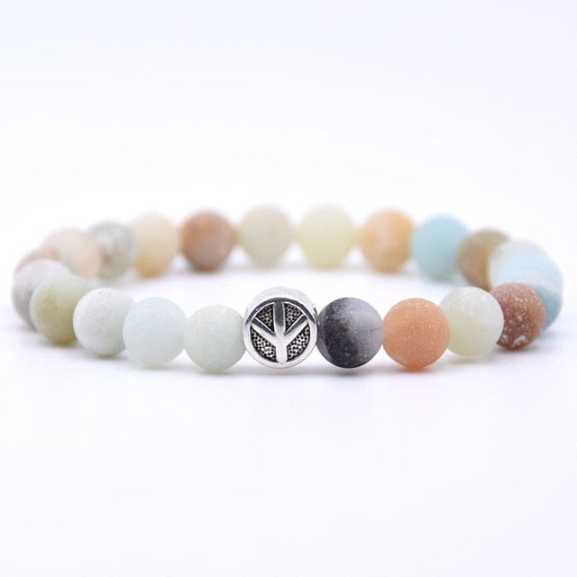 charm nature stone bracelet beads peace sign best charm gift 18 styles