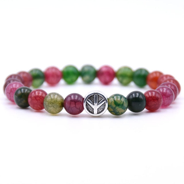 charm nature stone bracelet beads peace sign best charm gift 18 styles