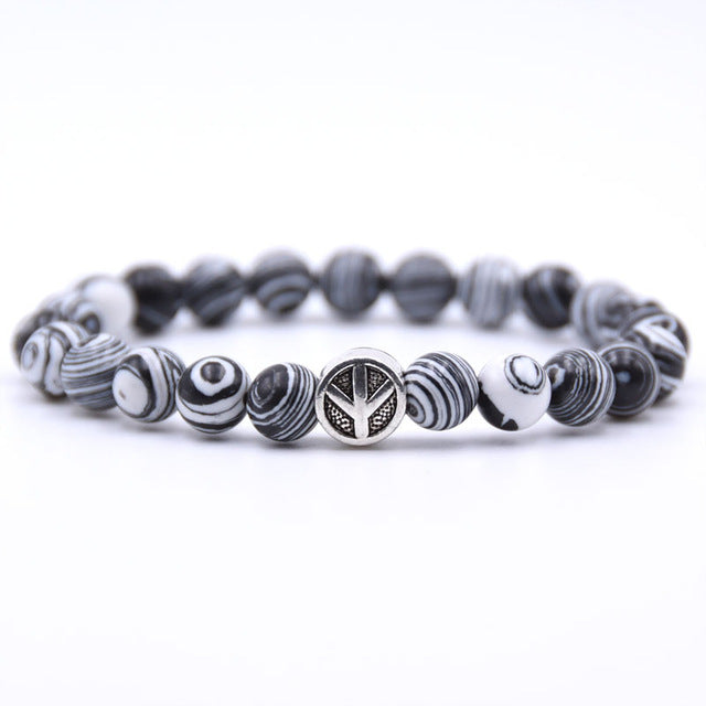 charm nature stone bracelet beads peace sign best charm gift 18 styles
