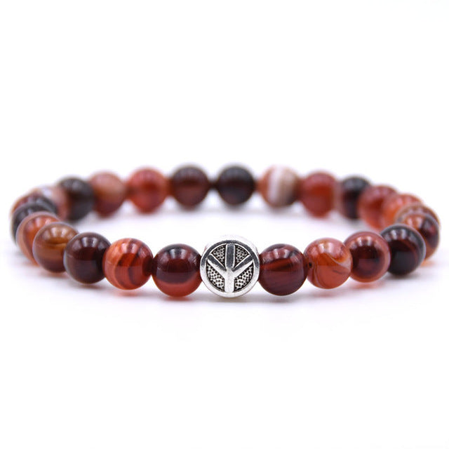 charm nature stone bracelet beads peace sign best charm gift 18 styles