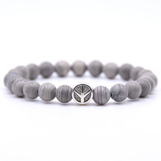 charm nature stone bracelet beads peace sign best charm gift 18 styles