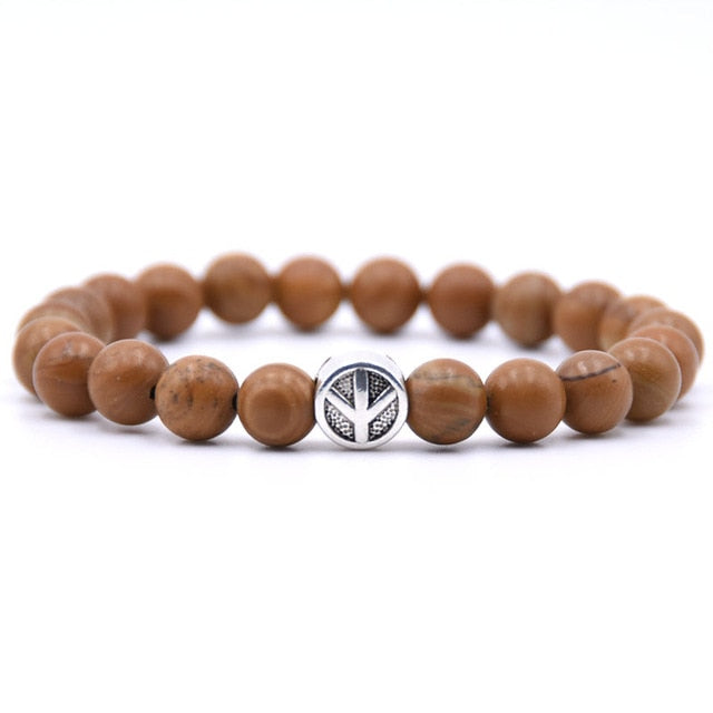 charm nature stone bracelet beads peace sign best charm gift 18 styles