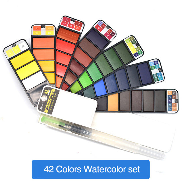 42colors solid watercolor set pigment paints art painting drawing