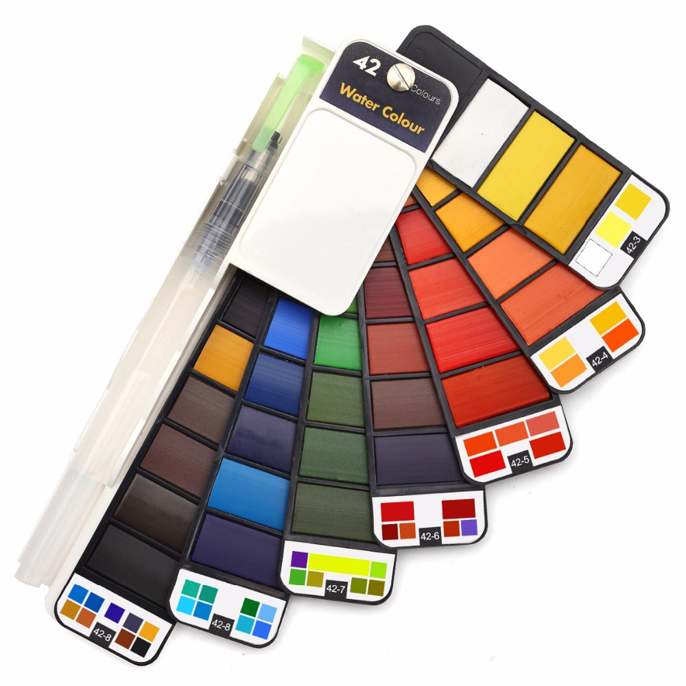 42colors solid watercolor set pigment paints art painting drawing