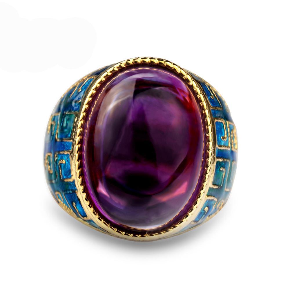 Natural amethyst 925silver ring big oval purple color special jewelry fashion