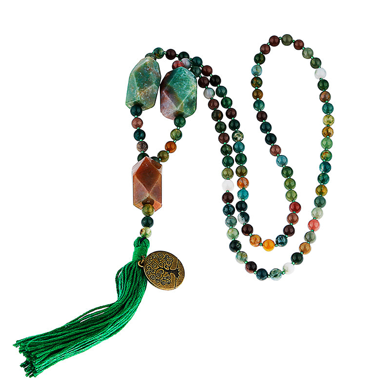 Bohemian India natural stone necklace pendant unique handmade