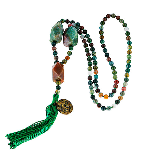 Bohemian India natural stone necklace pendant unique handmade