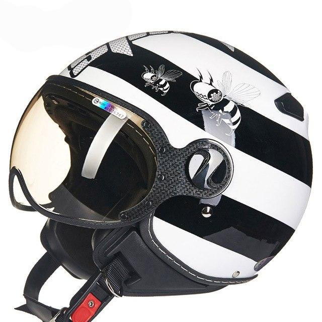 half face motorcycle helmet retro vespa helmets for motorbike yellow bee