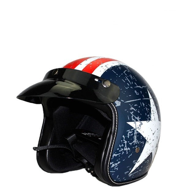 Vintage scooter helmet motorcycle open face skull chopper biker vespa helmets