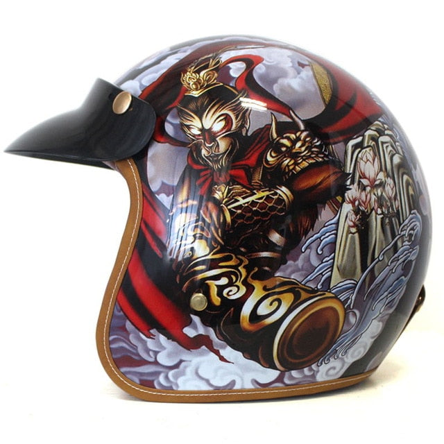 Vintage scooter helmet motorcycle open face skull chopper biker vespa helmets