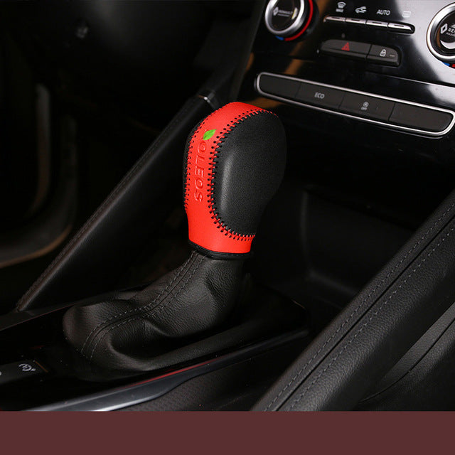 Black Leather Car Gear Head Shift Knobs Gear Stick Cover Case Car Interior Accessories