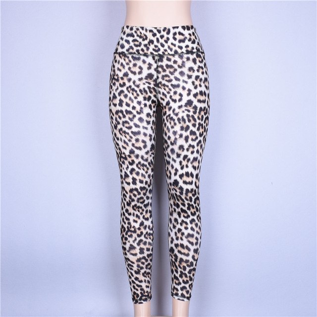Fitness pants leopard print ladies leggings push up patchwork workout joggings