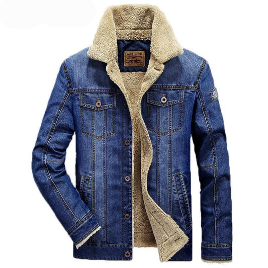 Jean jacket men cowboy coats thick warm winter outwear