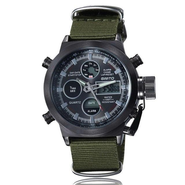 Army military sport watch men digital wristwatch leather nylon waterproof
