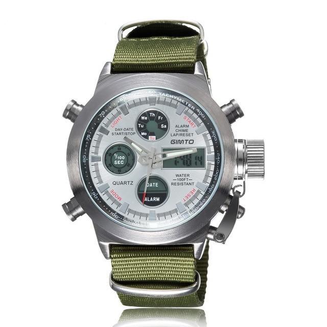 Army military sport watch men digital wristwatch leather nylon waterproof