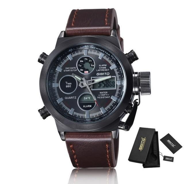 Army military sport watch men digital wristwatch leather nylon waterproof