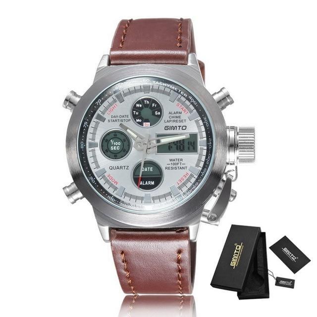 Army military sport watch men digital wristwatch leather nylon waterproof