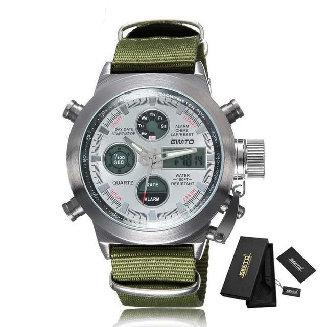Army military sport watch men digital wristwatch leather nylon waterproof