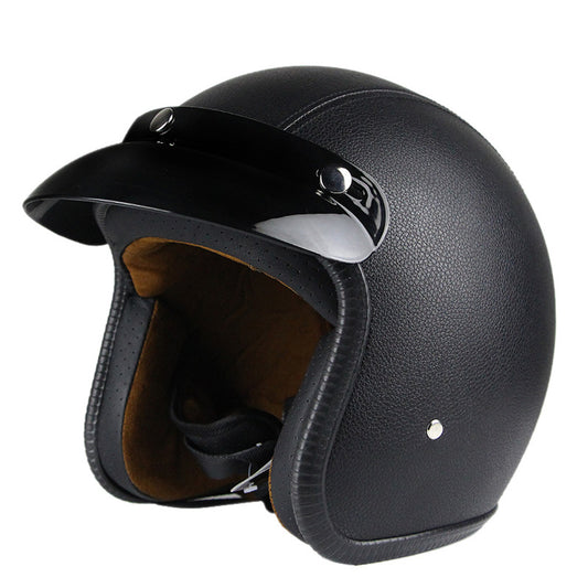 Vintage motorcycle helmet scooter cruiser chopper vespa helmets leather 3/4 open face