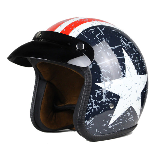 Vintage motorcycle helmet scooter cruiser chopper vespa helmets leather 3/4 open face