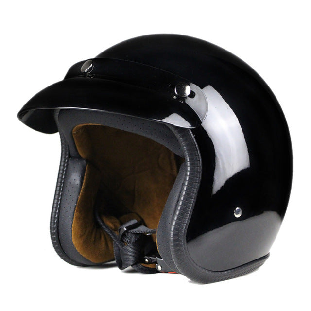 Vintage motorcycle helmet scooter cruiser chopper vespa helmets leather 3/4 open face