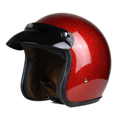 Vintage motorcycle helmet scooter cruiser chopper vespa helmets leather 3/4 open face