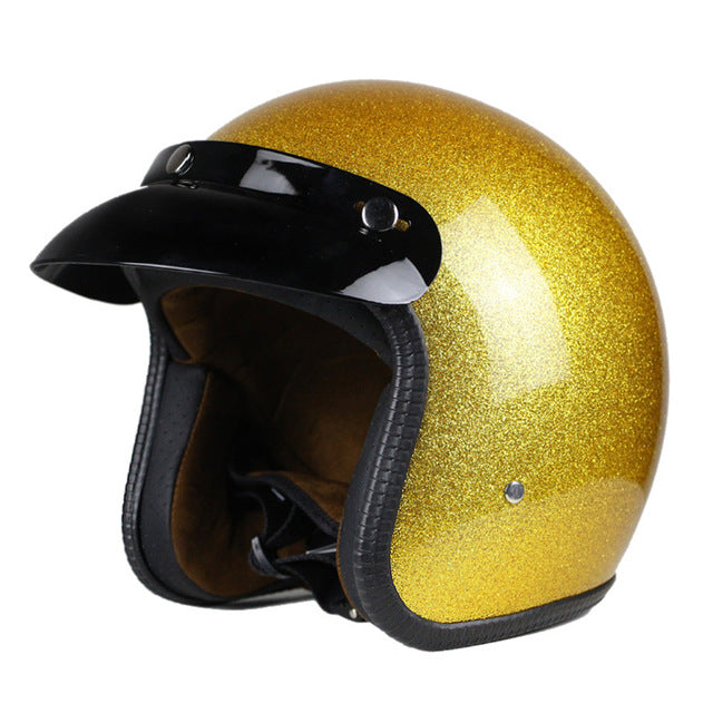 Vintage motorcycle helmet scooter cruiser chopper vespa helmets leather 3/4 open face