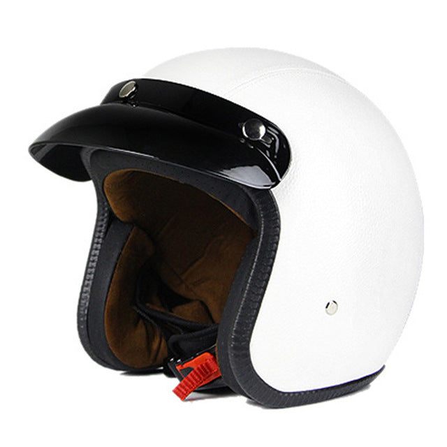 Vintage motorcycle helmet scooter cruiser chopper vespa helmets leather 3/4 open face