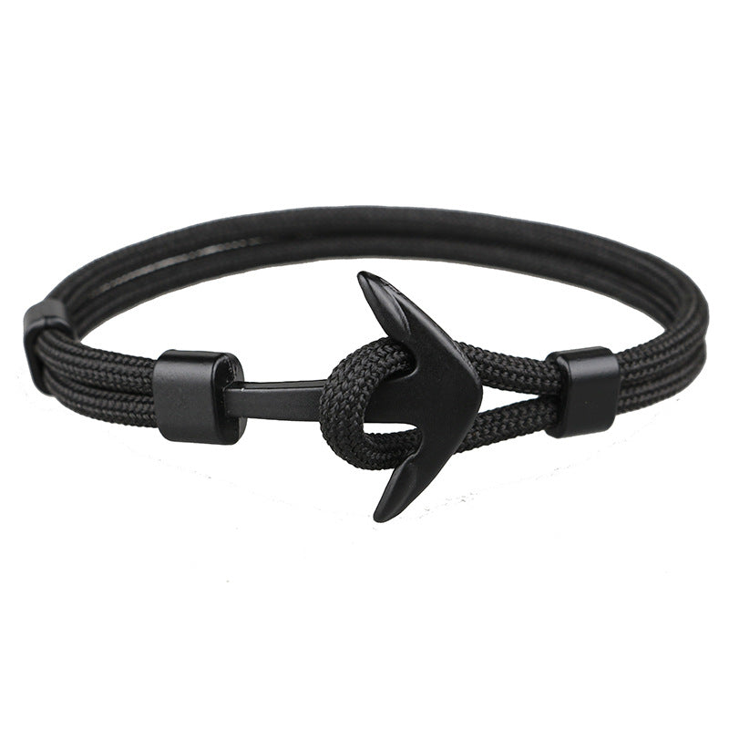 Anchor bracelets men black survival rope chain sport hooks fashion