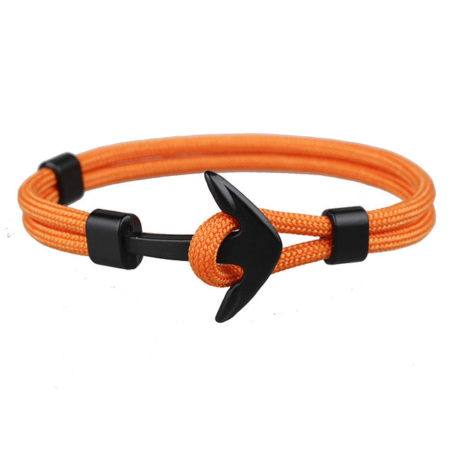 Anchor bracelets men black survival rope chain sport hooks fashion