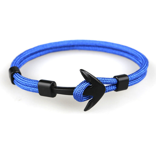 Anchor bracelets men black survival rope chain sport hooks fashion