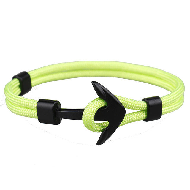 Anchor bracelets men black survival rope chain sport hooks fashion