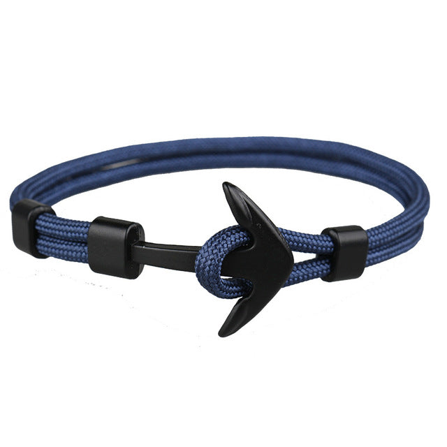 Anchor bracelets men black survival rope chain sport hooks fashion