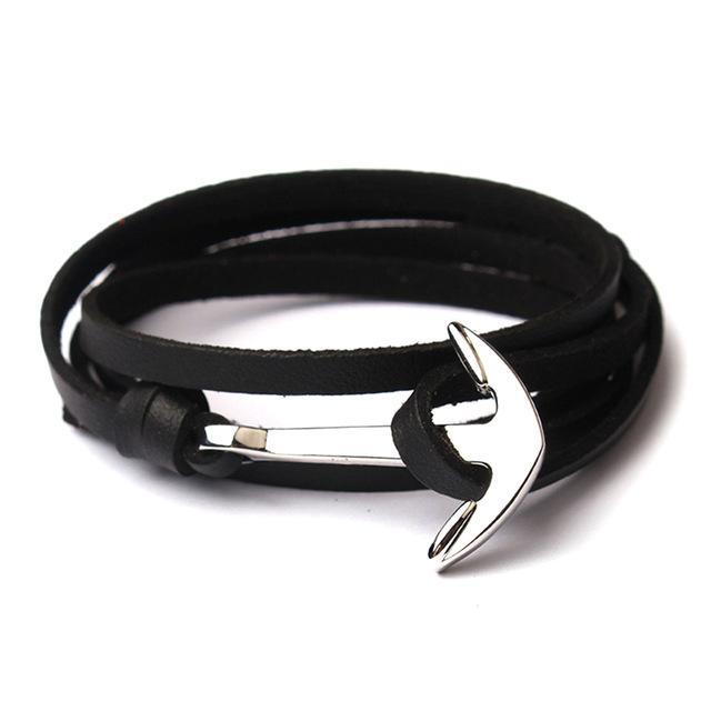 Anchor bracelets men black survival rope chain sport hooks fashion