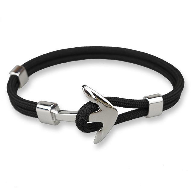 Anchor bracelets men black survival rope chain sport hooks fashion