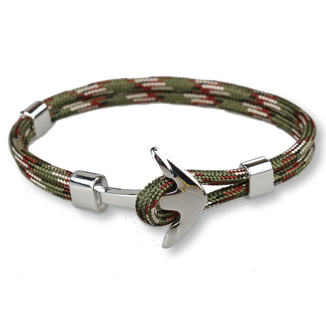 Anchor bracelets men black survival rope chain sport hooks fashion