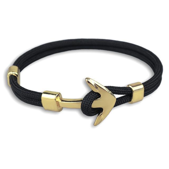 Anchor bracelets men black survival rope chain sport hooks fashion