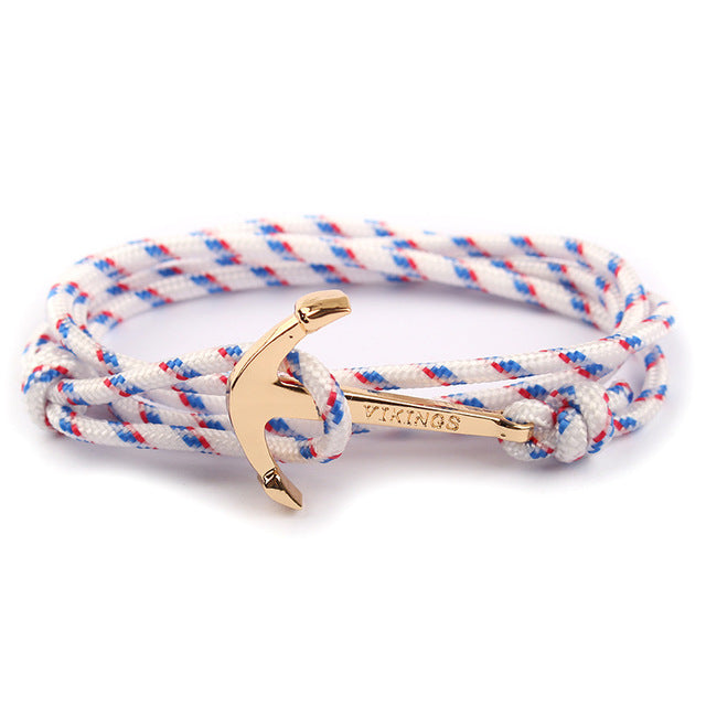 Anchor bracelets men black survival rope chain sport hooks fashion