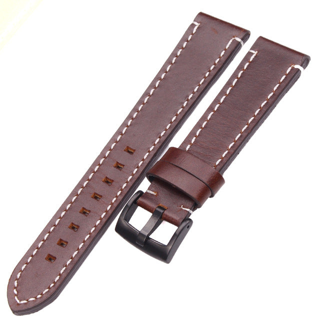 Genuine Leather Watchbands 18mm 20mm 22mm 24mm Black Dark Brown Belt With Buckle
