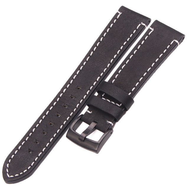 Genuine Leather Watchbands 18mm 20mm 22mm 24mm Black Dark Brown Belt With Buckle