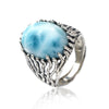 Natural larimar 925silver ring oval gemstone classical ancient style