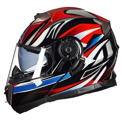 Full face Motorcycle Helmet flip up skull art paint dot dual visor safety