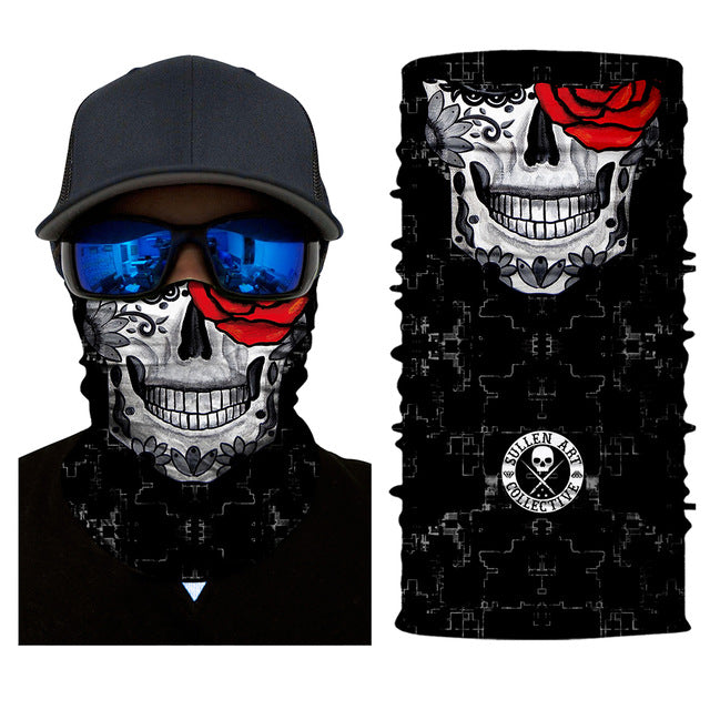 Halloween skull mask scary skeleton half neck face motorcycle bike ski outdoor