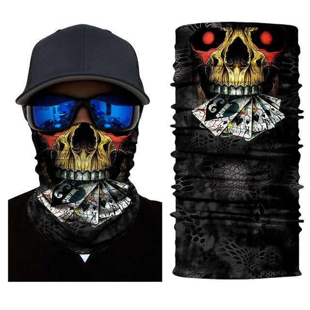 Halloween skull mask scary skeleton half neck face motorcycle bike ski outdoor