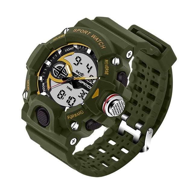 Sport wristwatch women watch LED waterproof army color analog digital clock